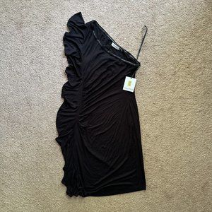 NWT Calvin Klein Dress Women's Sz 6 One Shoulder Black Side Zip Summer